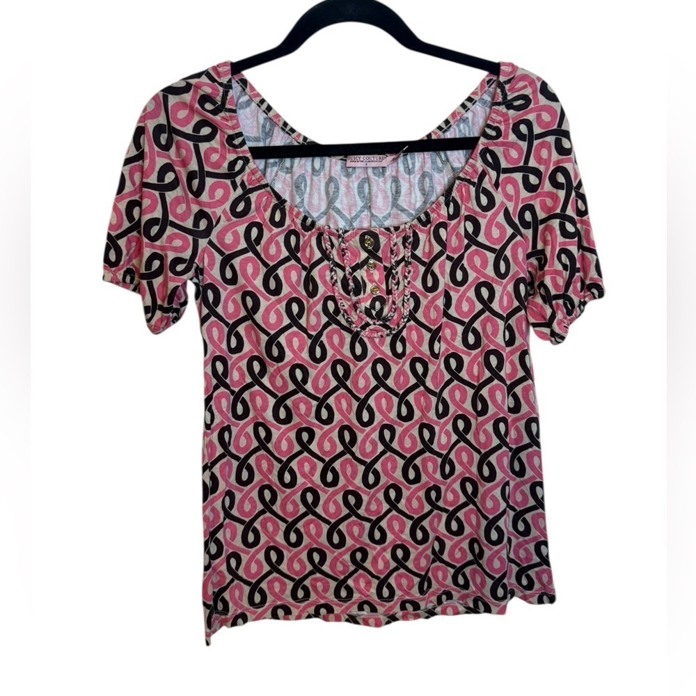 Juicy Couture Vintage Patterned Y2K Short Sleeve Top